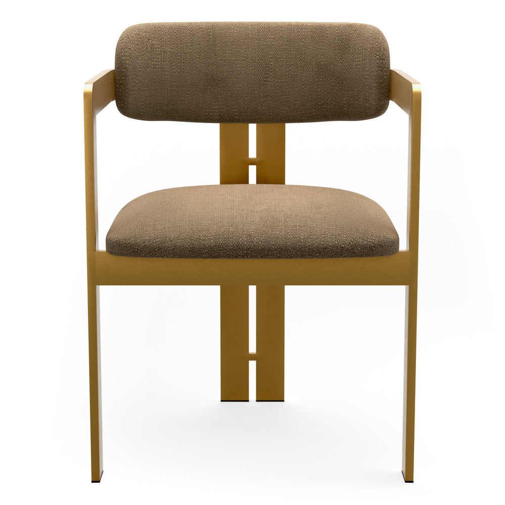 Dining Chair Donato Brushed Brass Finish Stratfort Brown Chairs Eichholtz