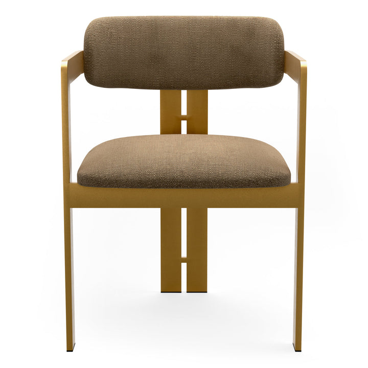 Dining Chair Donato Brushed Brass Finish Stratfort Brown Chairs Eichholtz