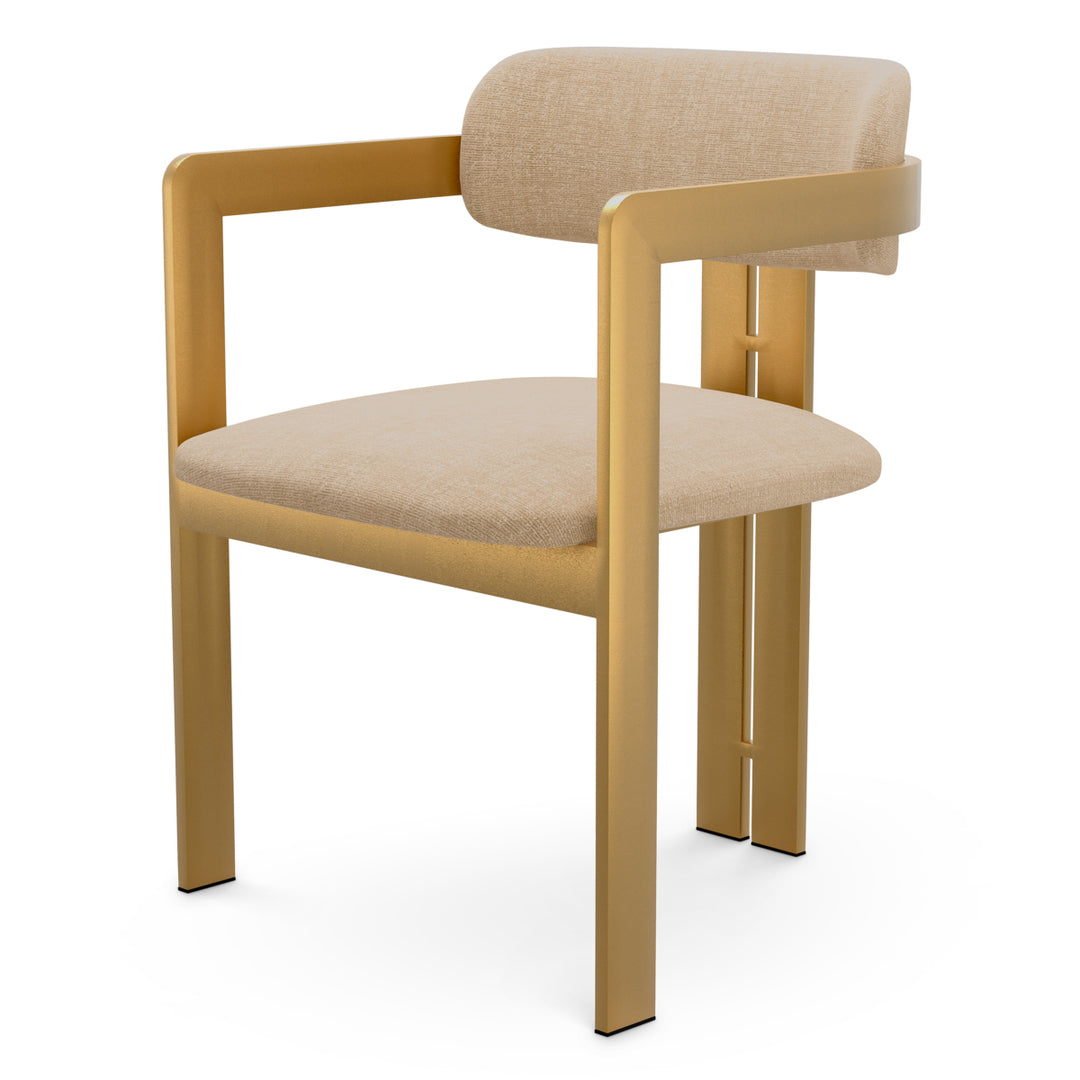Dining Chair Donato Brushed Brass Finish Stratfort Sand Eichholtz