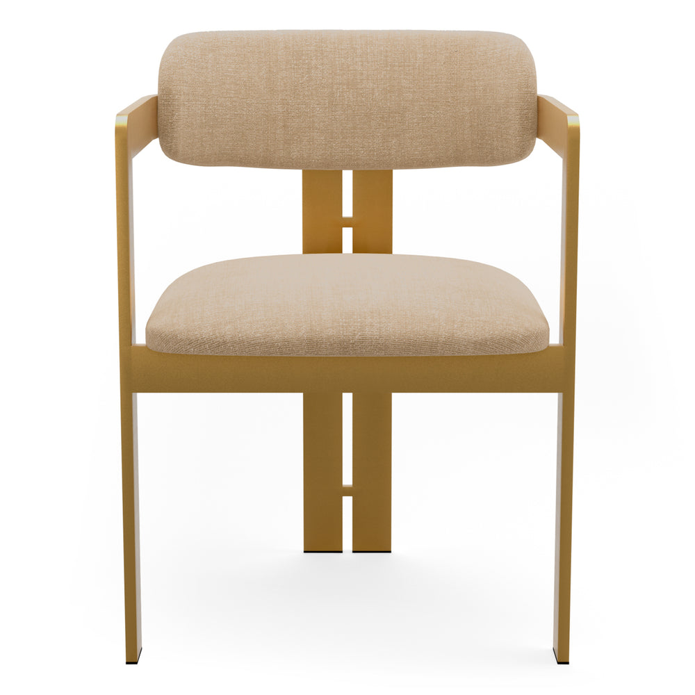 Dining Chair Donato Brushed Brass Finish Stratfort Sand Eichholtz