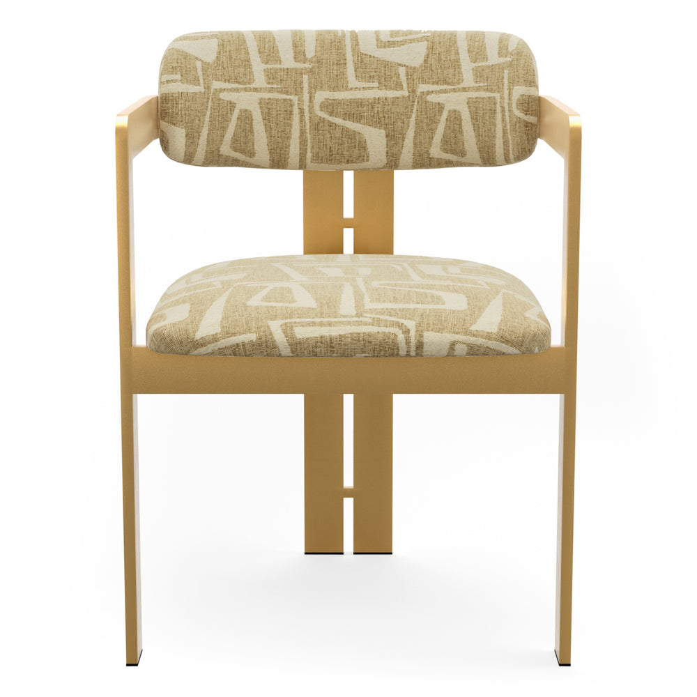 Dining Chair Donato Brushed Brass Finish Davenport Light Brown Eichholtz