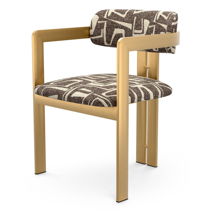 Dining Chair Donato Brushed Brass Finish Davenport Dark Brown Chairs Eichholtz