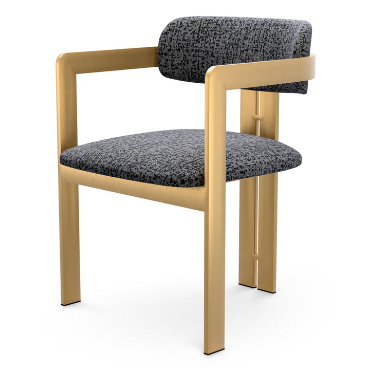 Dining Chair Donato Brushed Brass Finish Montclair Blue Chairs Eichholtz