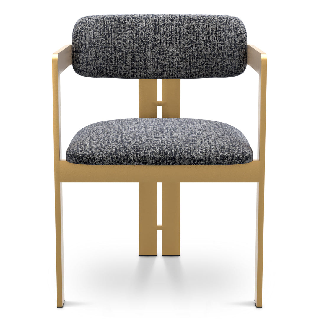 Dining Chair Donato Brushed Brass Finish Montclair Blue Chairs Eichholtz