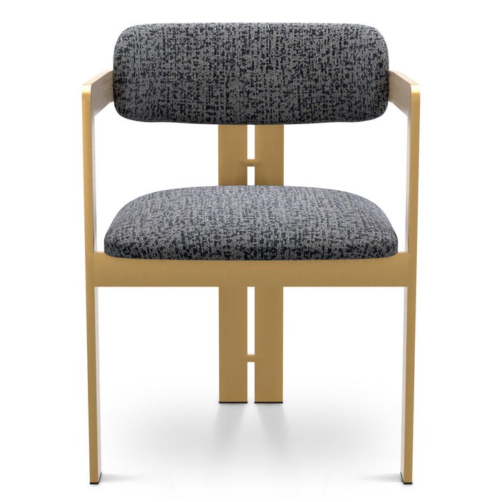 Dining Chair Donato Brushed Brass Finish Montclair Blue Chairs Eichholtz