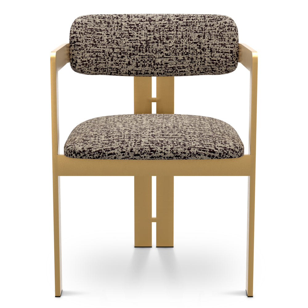 Dining Chair Donato Brushed Brass Finish Montclair Dark Brown Eichholtz