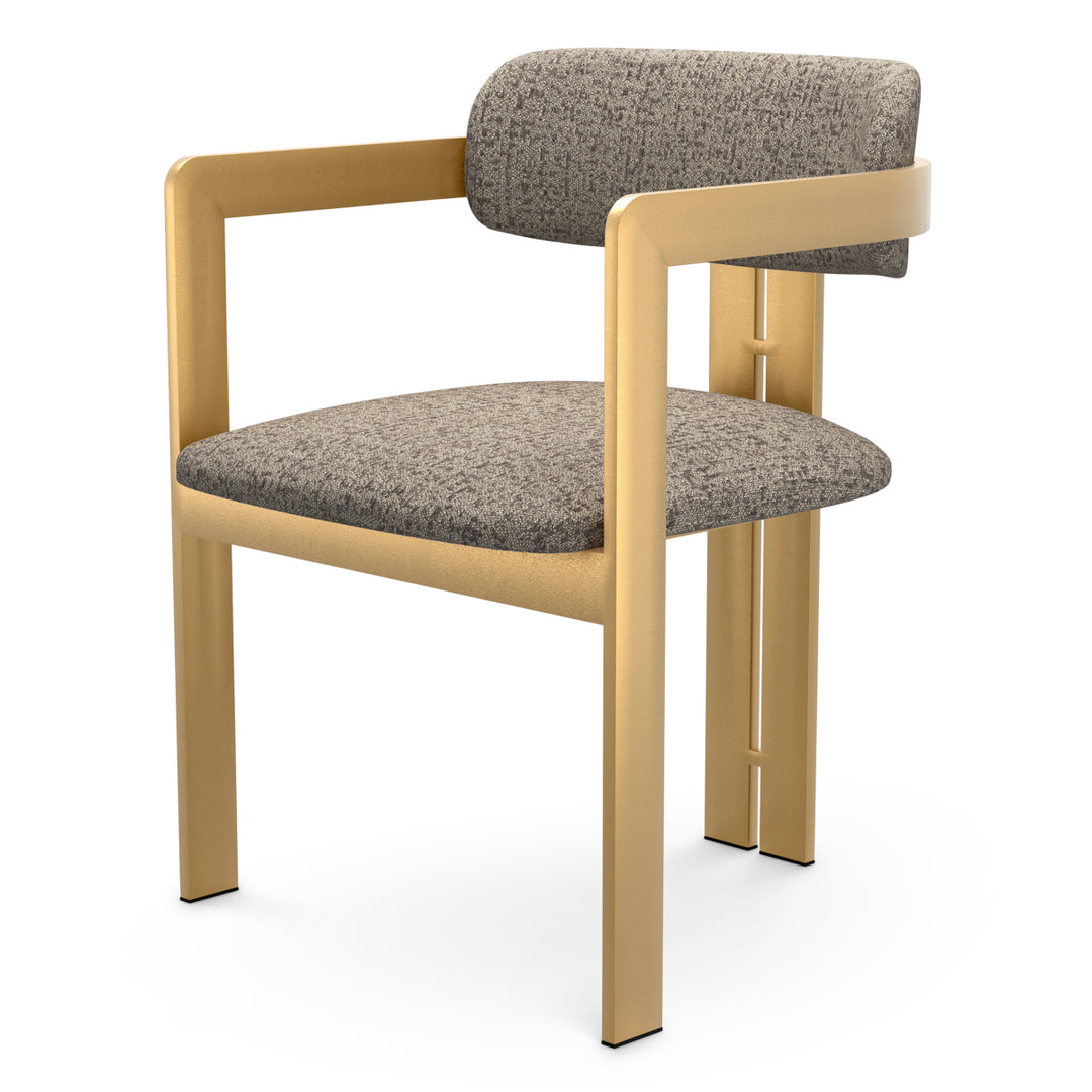 Dining Chair Donato Brushed Brass Finish Montclair Warm Grey Eichholtz