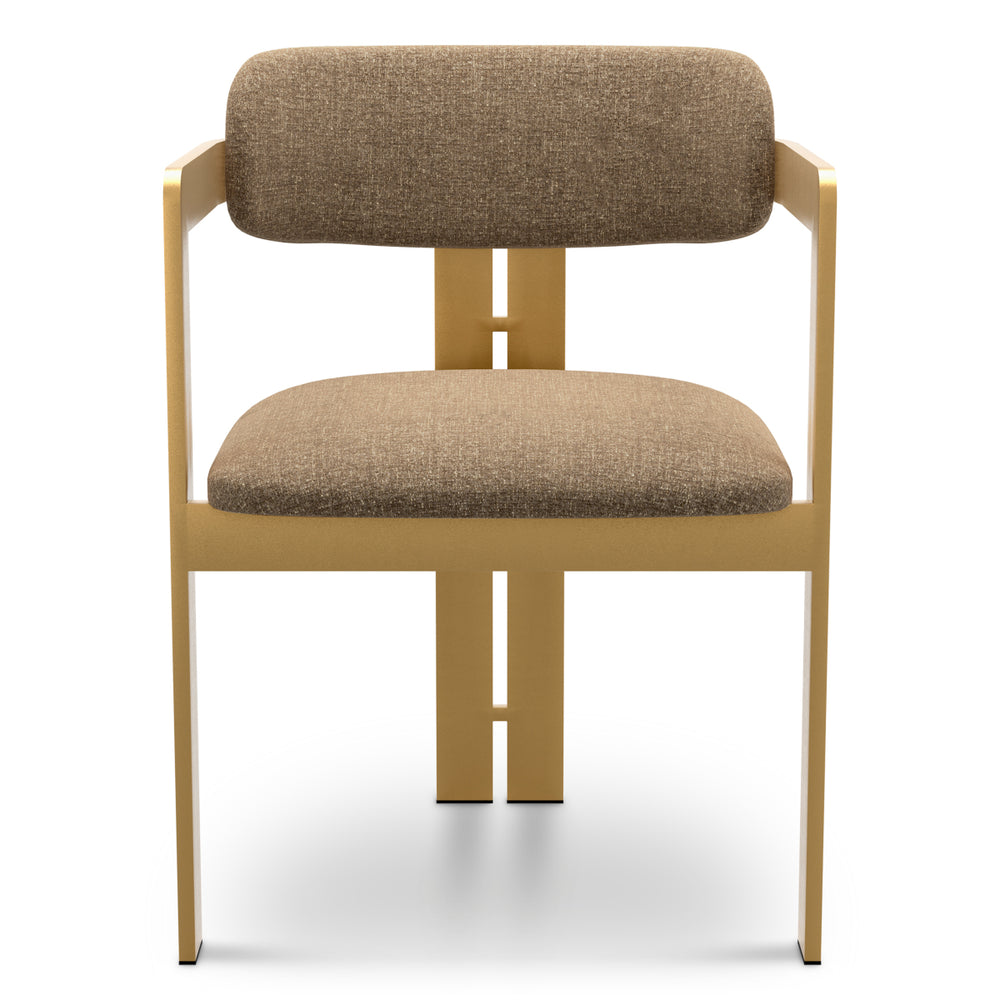 Dining Chair Donato Brushed Brass Finish Hastings Brown Eichholtz
