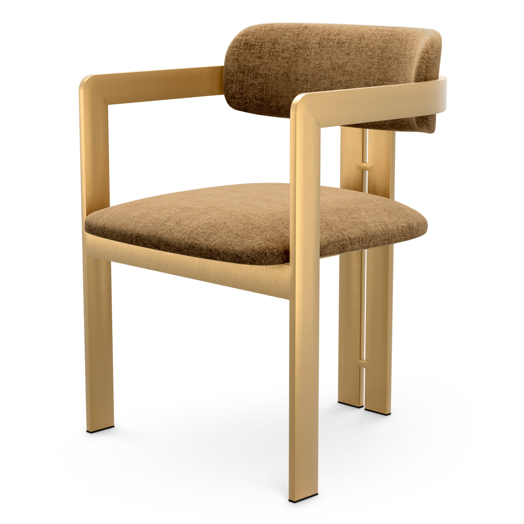 Dining Chair Donato Brushed Brass Finish Hastings Camel Eichholtz