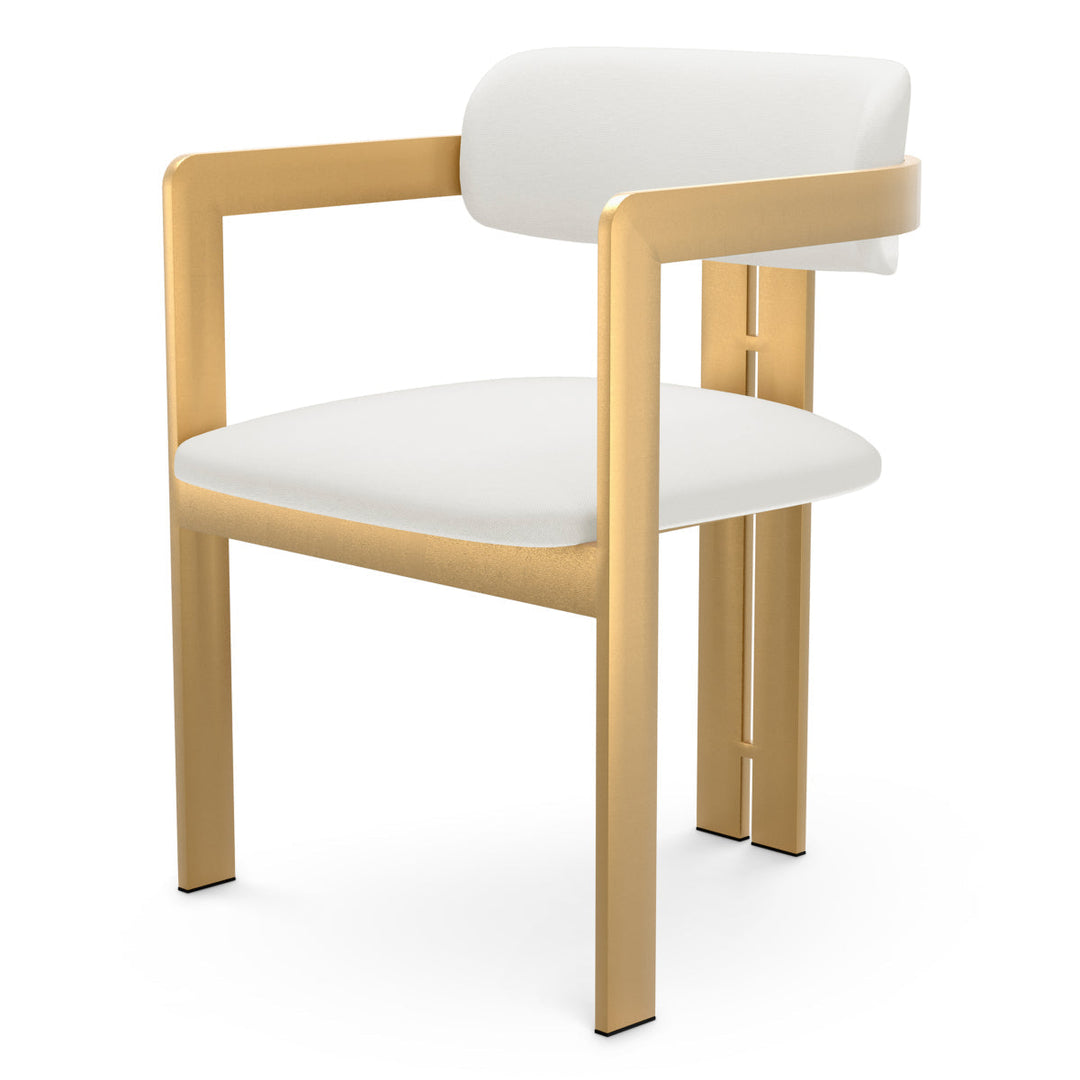 Dining Chair Donato Brushed Brass Finish Muslin White Chairs Eichholtz