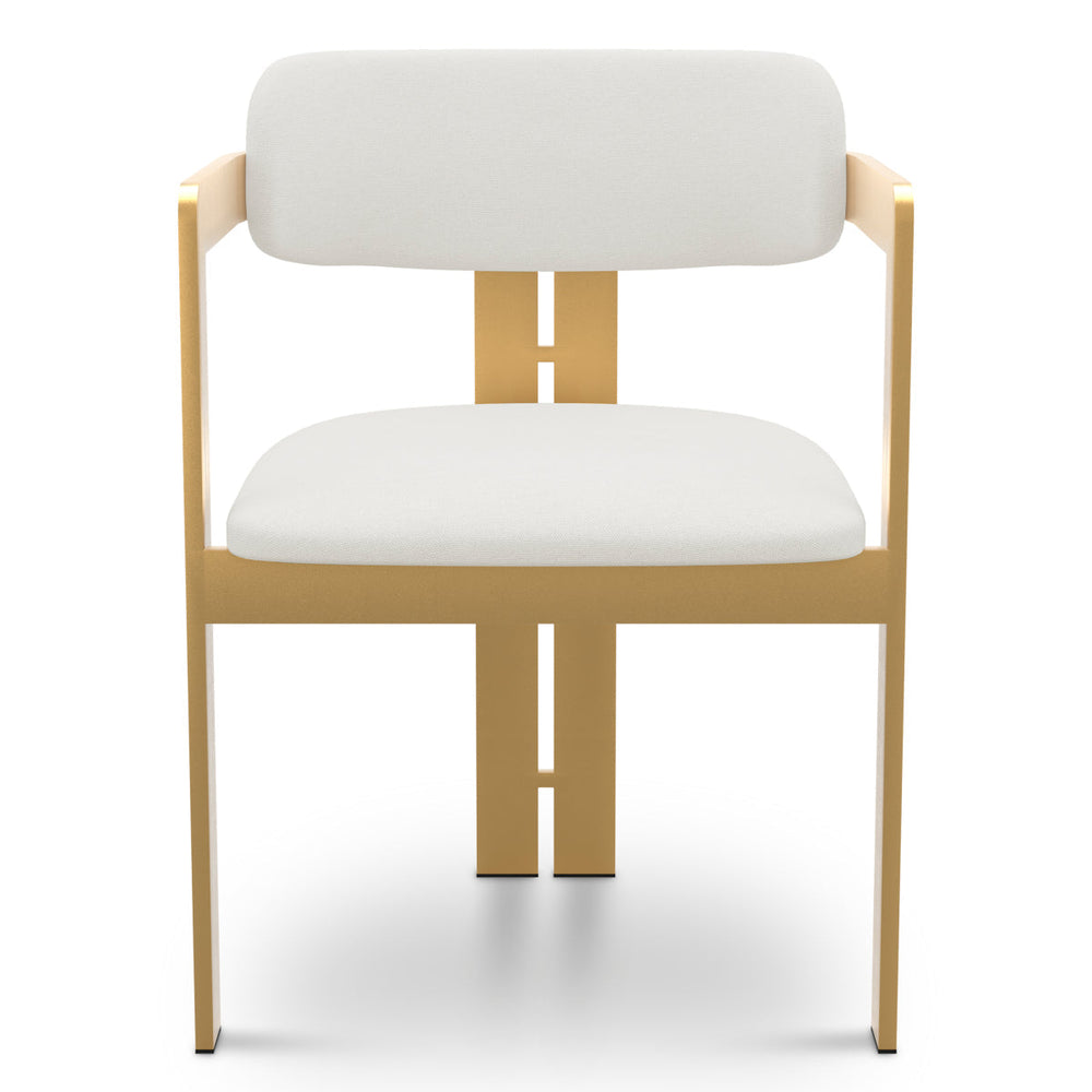 Dining Chair Donato Brushed Brass Finish Muslin White Chairs Eichholtz