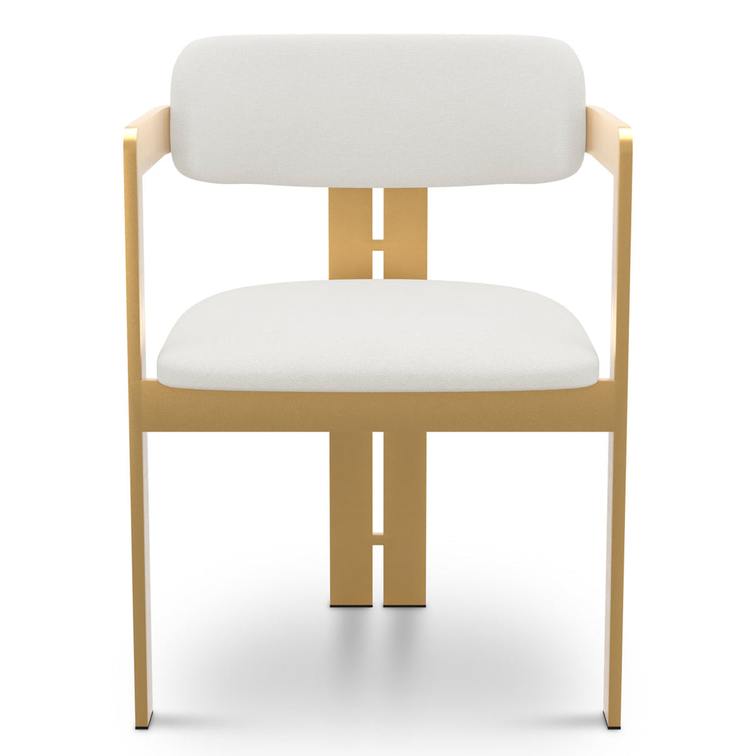 Dining Chair Donato Brushed Brass Finish Muslin White Chairs Eichholtz