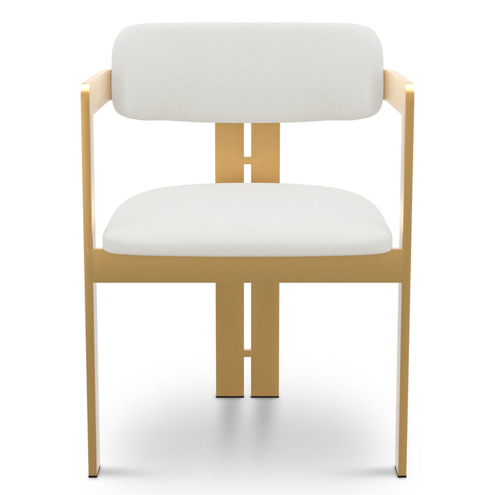 Dining Chair Donato Brushed Brass Finish Muslin White Chairs Eichholtz