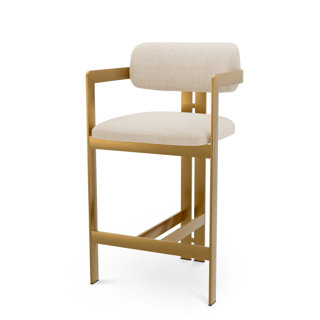 Counter Stool Donato Brushed Brass Finish Stratfort Pearl Eichholtz
