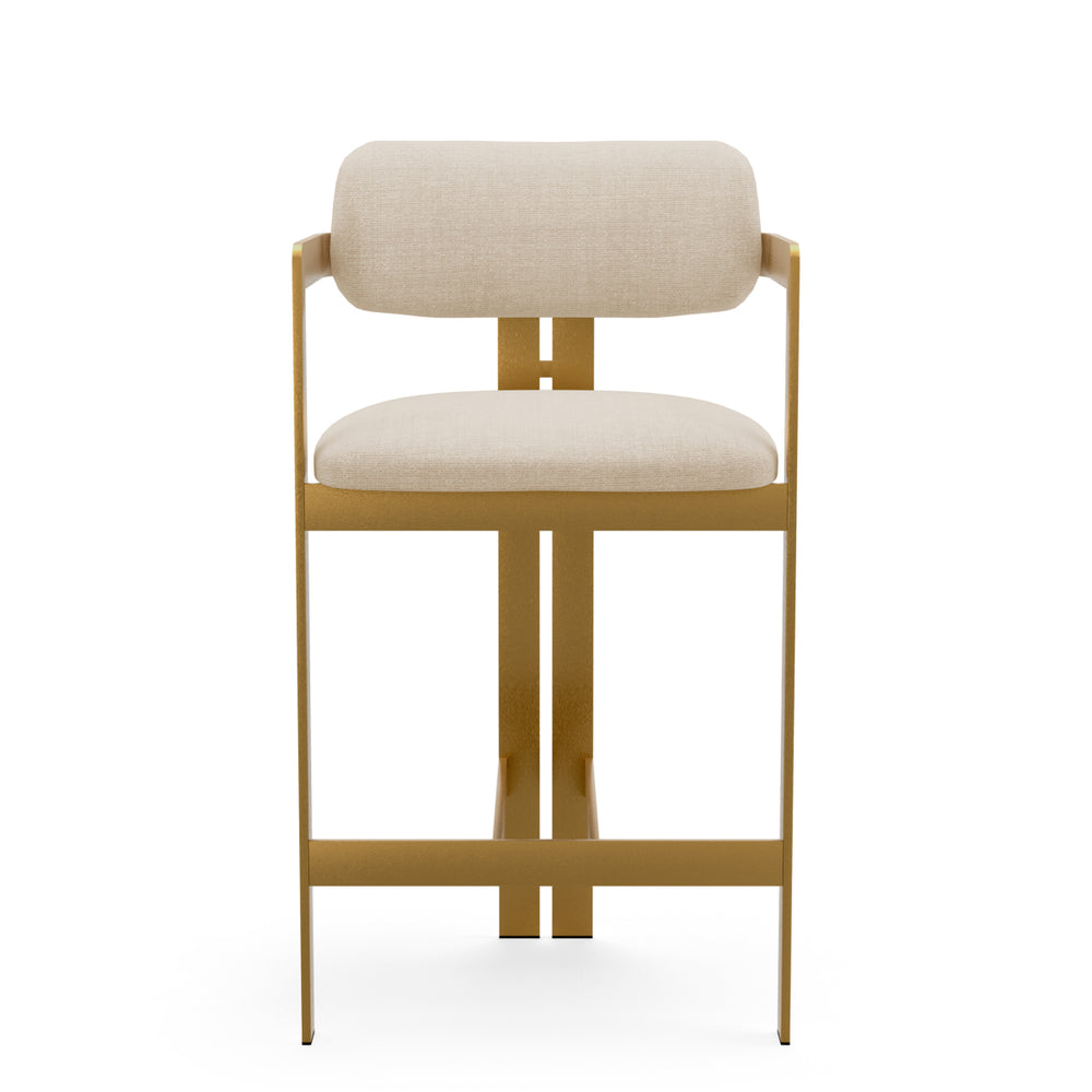 Counter Stool Donato Brushed Brass Finish Stratfort Pearl Eichholtz