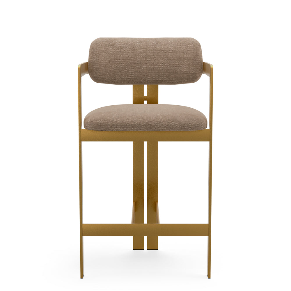 Counter Stool Donato Brushed Brass Finish Stratfort Warm Grey Eichholtz