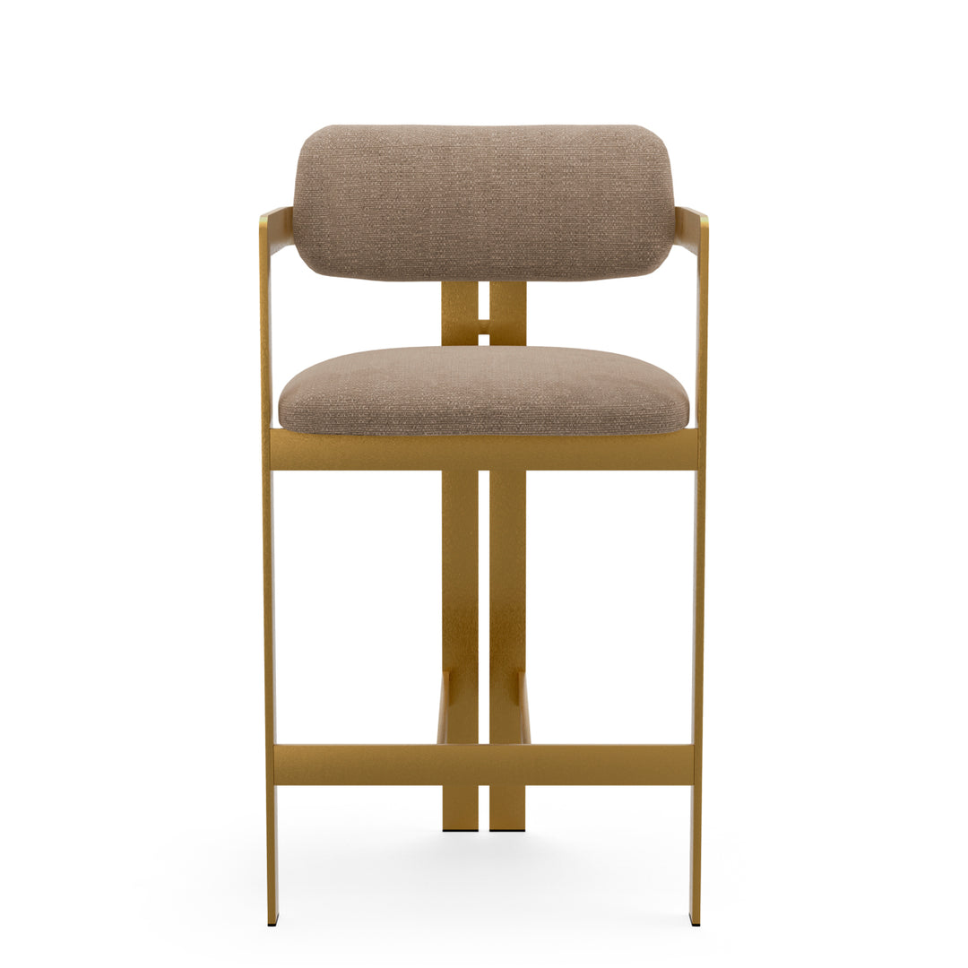 Counter Stool Donato Brushed Brass Finish Stratfort Warm Grey Chairs Eichholtz