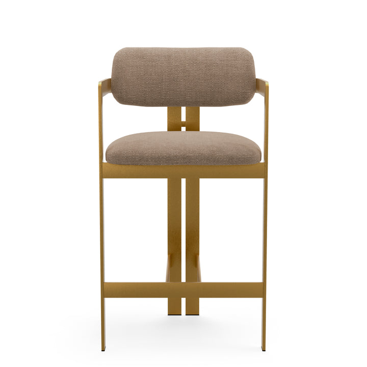 Counter Stool Donato Brushed Brass Finish Stratfort Warm Grey Chairs Eichholtz