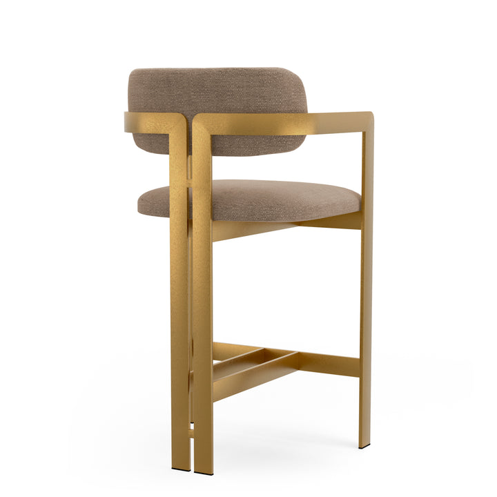 Counter Stool Donato Brushed Brass Finish Stratfort Warm Grey Chairs Eichholtz