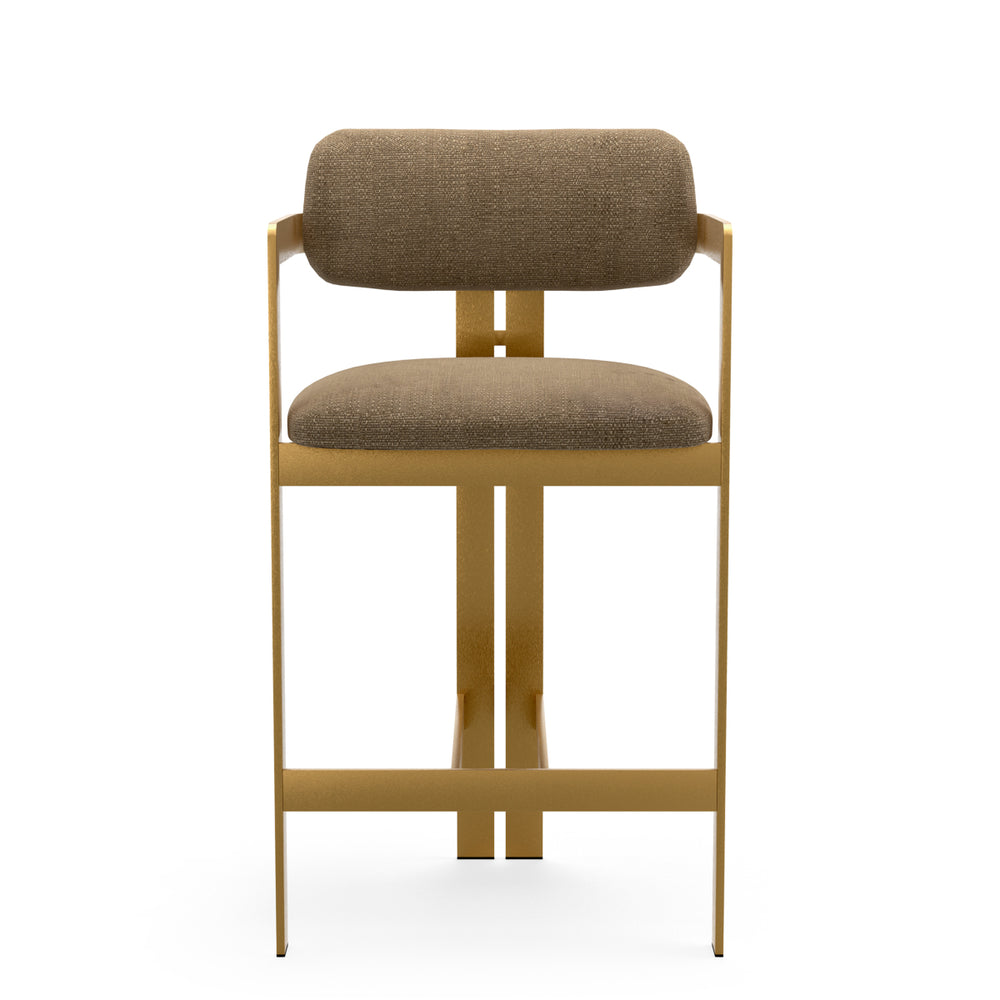 Counter Stool Donato Brushed Brass Finish Stratfort Brown Eichholtz