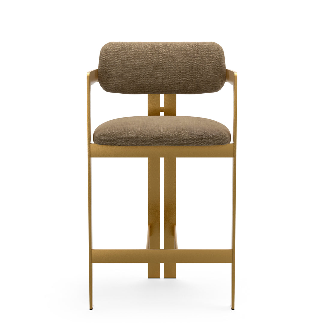 Counter Stool Donato Brushed Brass Finish Stratfort Brown Chairs Eichholtz
