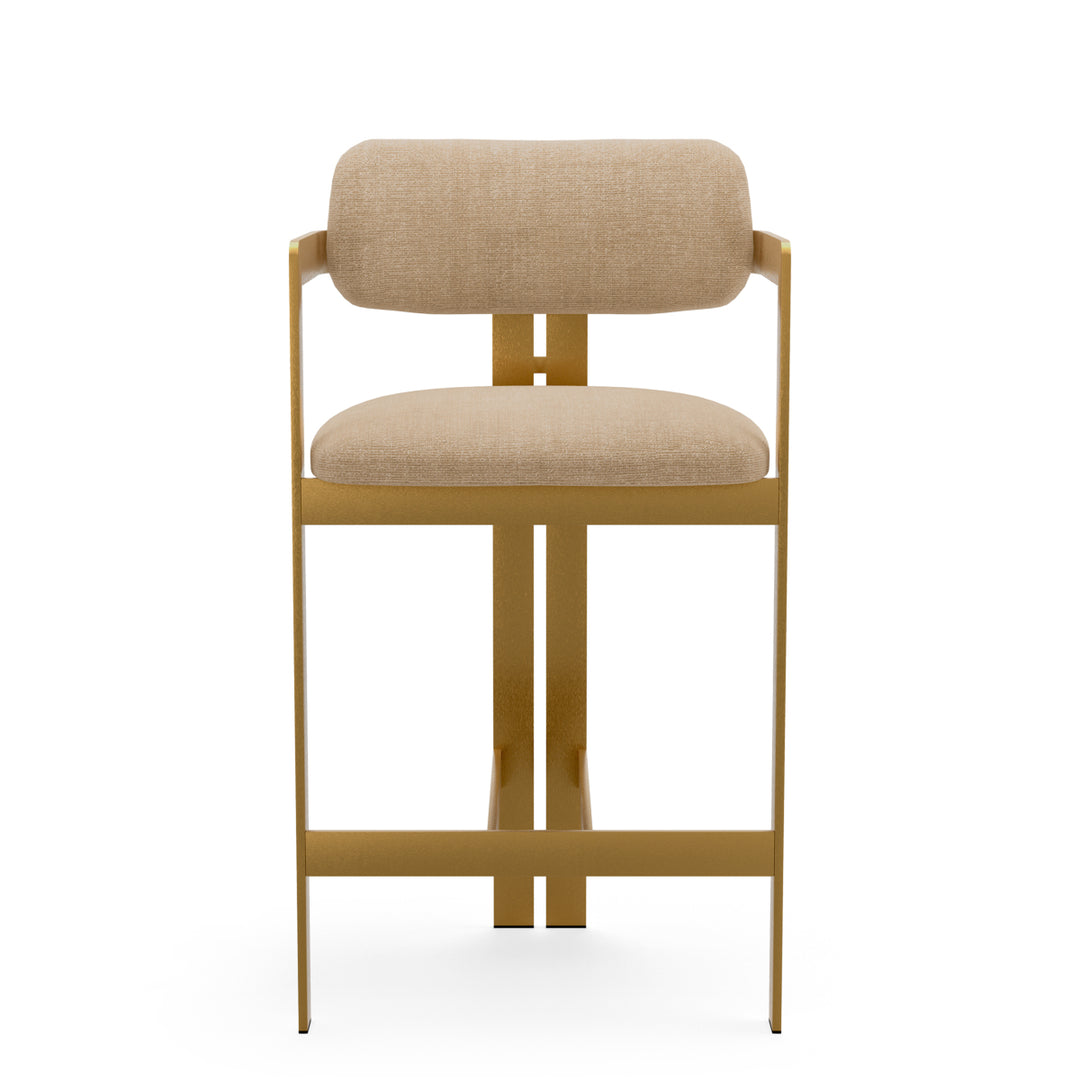 Counter Stool Donato Brushed Brass Finish Stratfort Sand Eichholtz