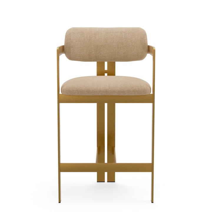 Counter Stool Donato Brushed Brass Finish Stratfort Sand Eichholtz