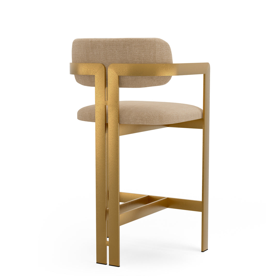 Counter Stool Donato Brushed Brass Finish Stratfort Sand Eichholtz
