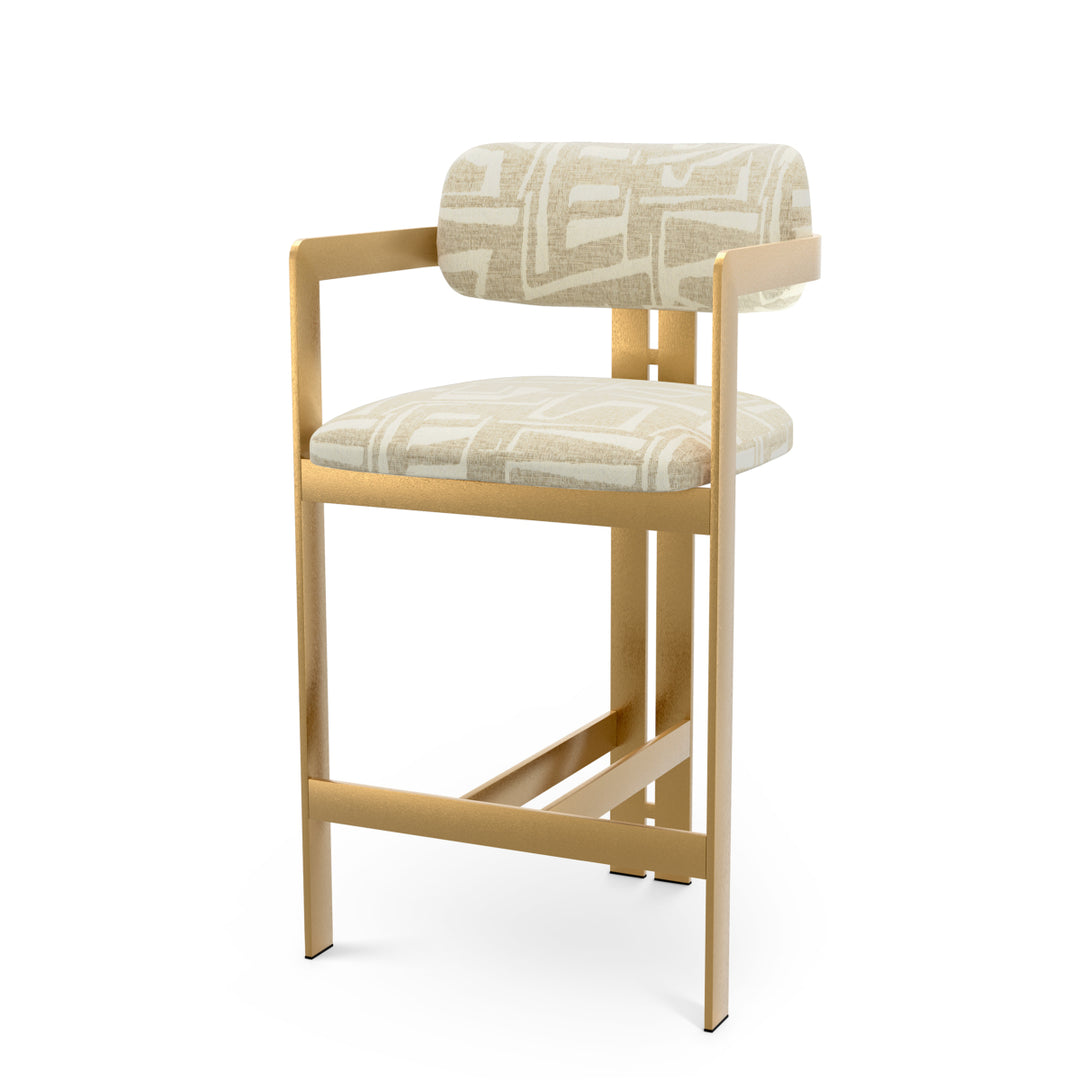 Counter Stool Donato Brushed Brass Finish Davenport Light Grey Eichholtz