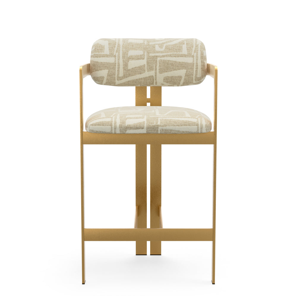 Counter Stool Donato Brushed Brass Finish Davenport Light Grey Eichholtz