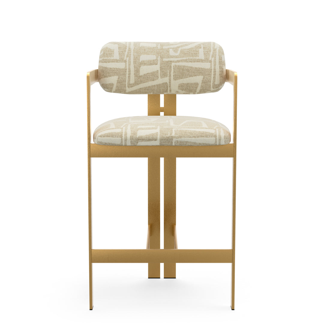 Counter Stool Donato Brushed Brass Finish Davenport Light Grey Eichholtz