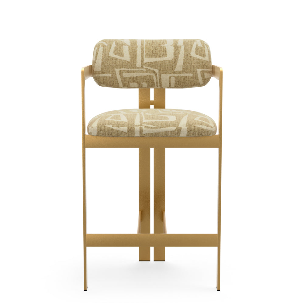 Counter Stool Donato Brushed Brass Finish Davenport Light Brown Eichholtz