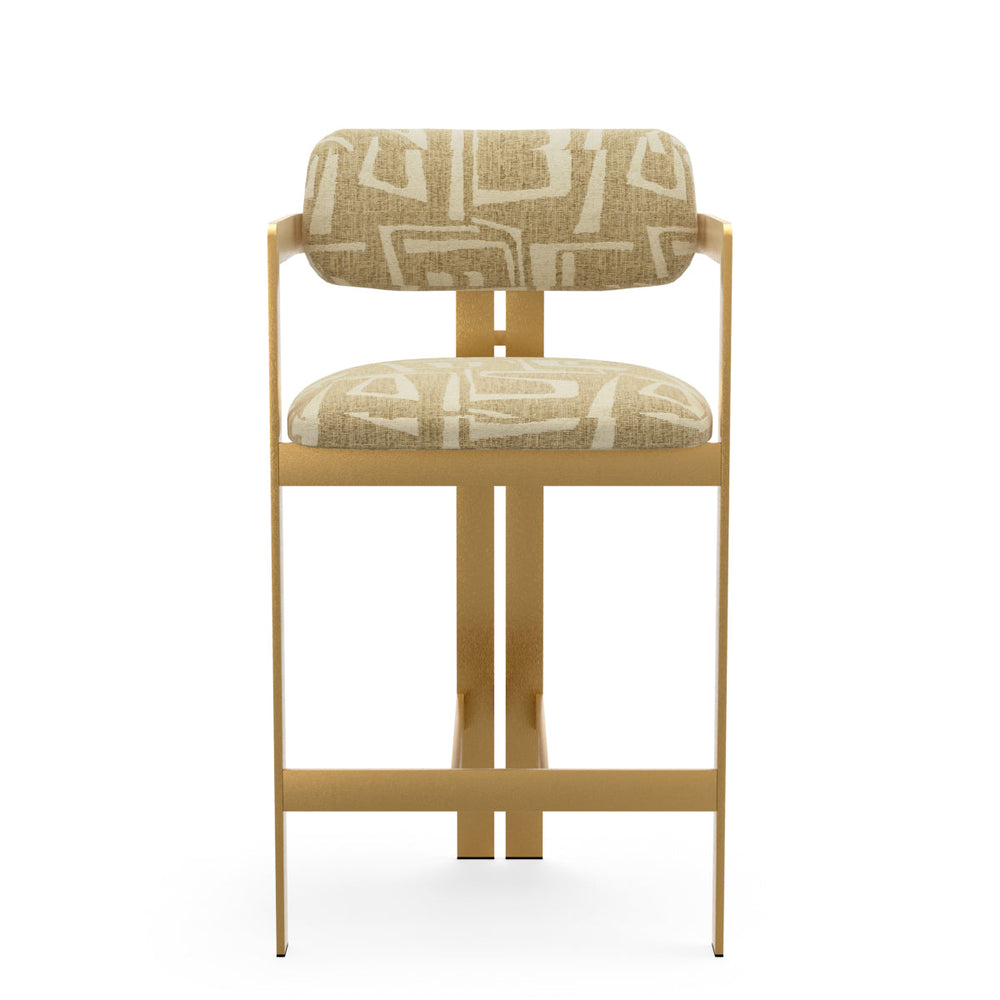 Counter Stool Donato Brushed Brass Finish Davenport Light Brown Chairs Eichholtz