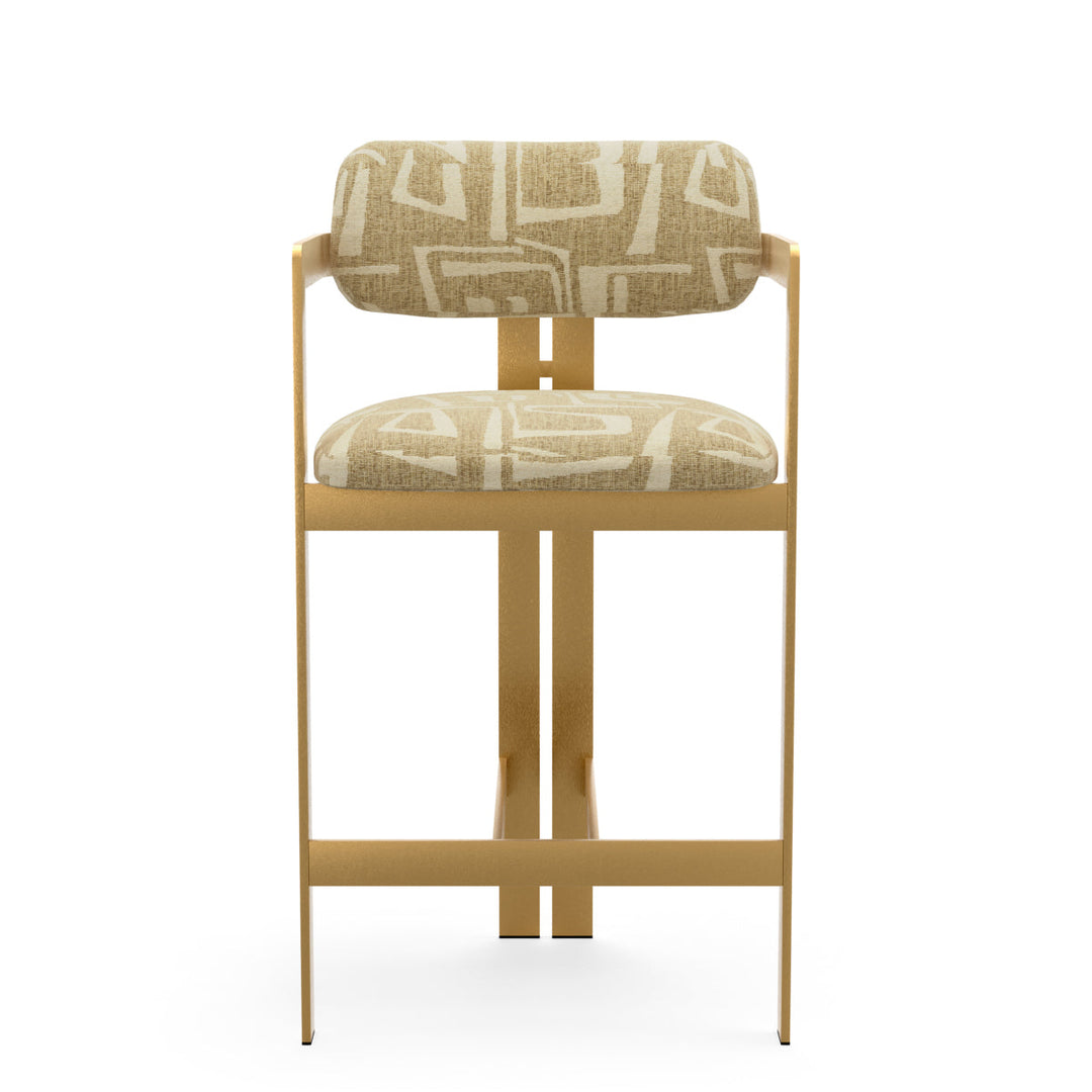 Counter Stool Donato Brushed Brass Finish Davenport Light Brown Chairs Eichholtz
