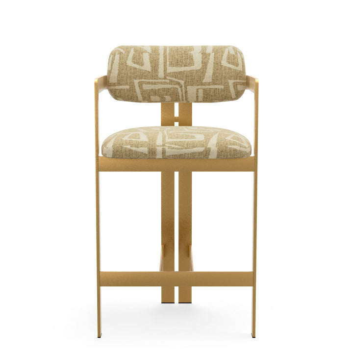 Counter Stool Donato Brushed Brass Finish Davenport Light Brown Chairs Eichholtz