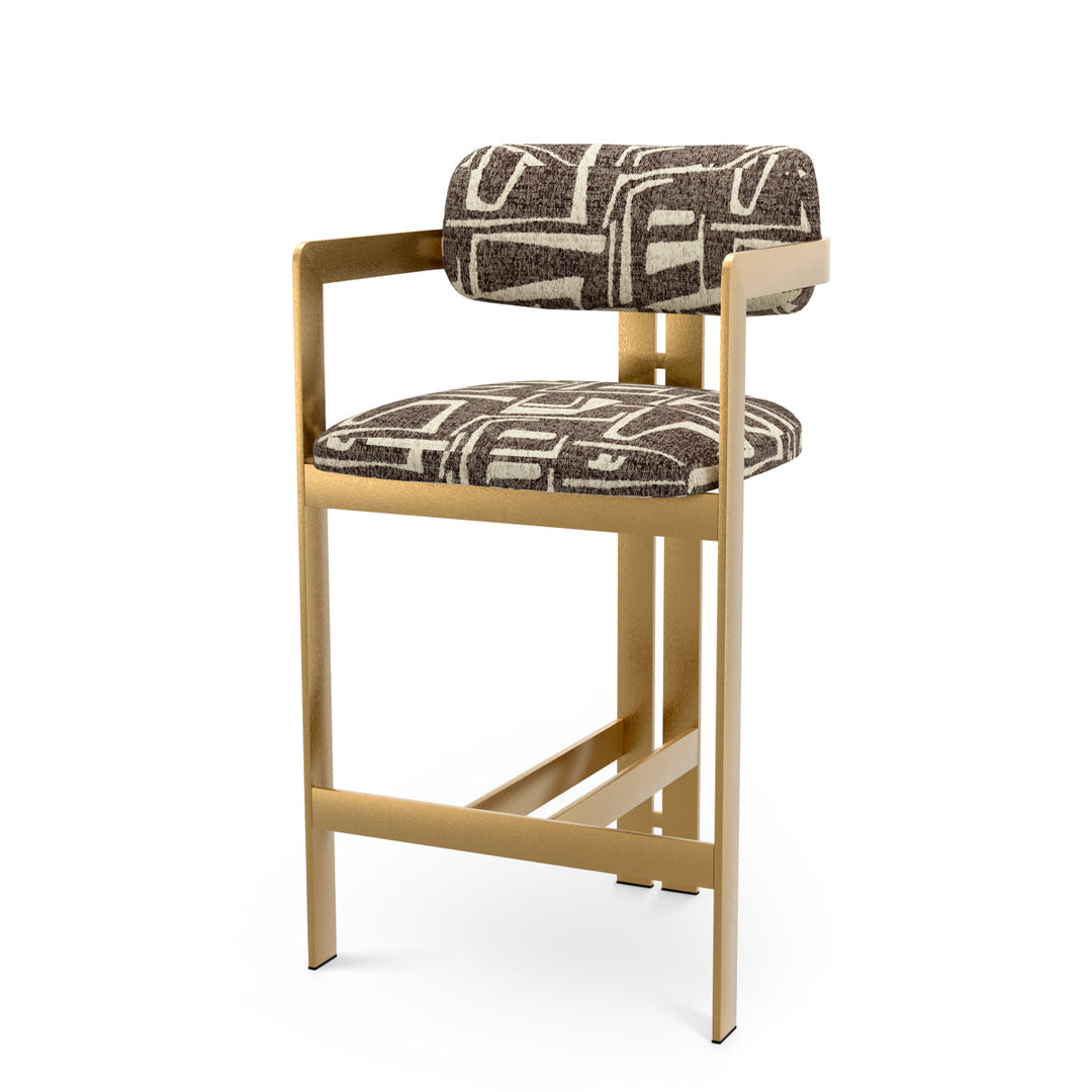 Counter Stool Donato Brushed Brass Finish Davenport Dark Brown Chairs Eichholtz