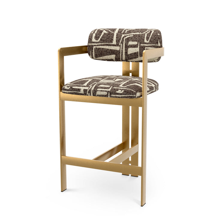 Counter Stool Donato Brushed Brass Finish Davenport Dark Brown Chairs Eichholtz