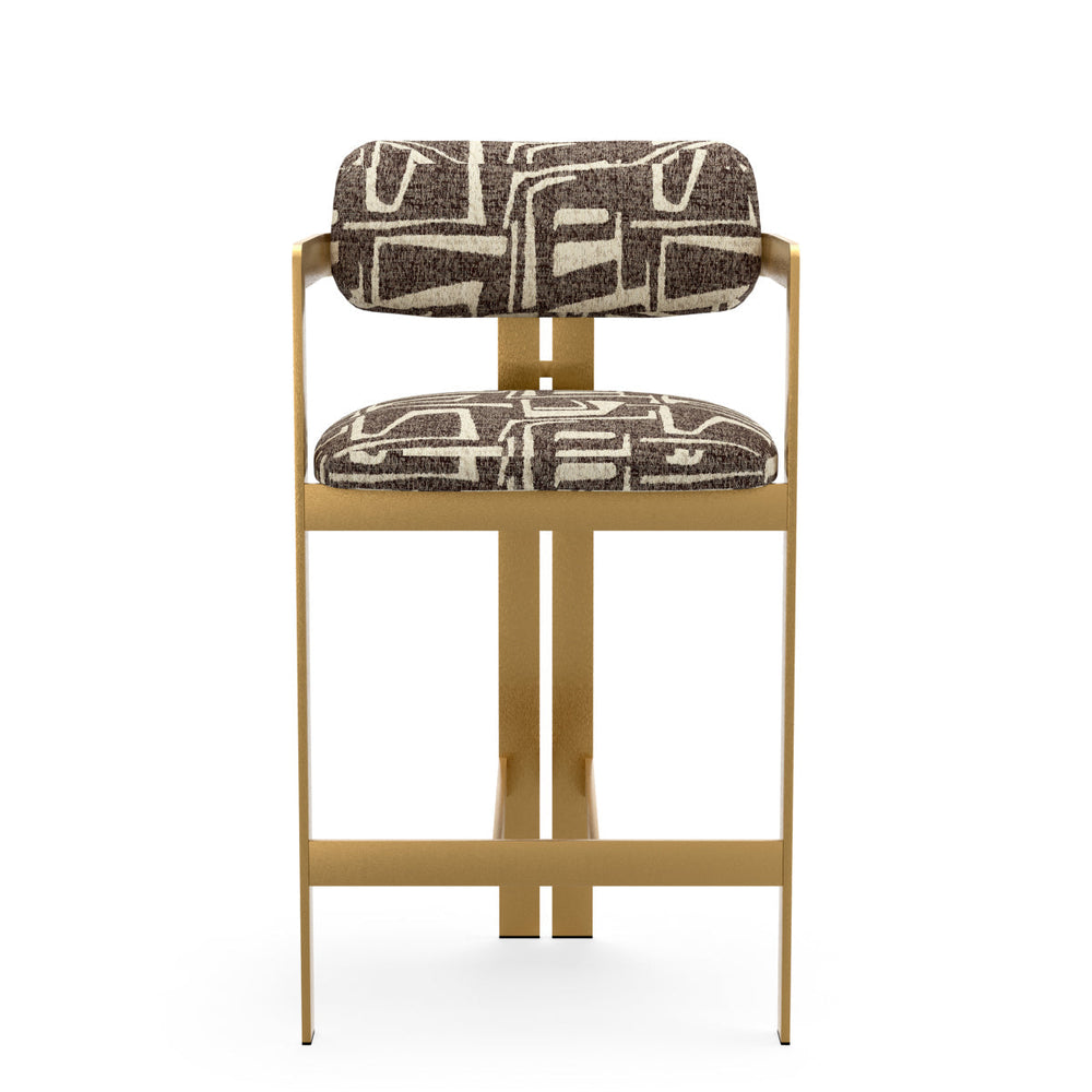 Counter Stool Donato Brushed Brass Finish Davenport Dark Brown Chairs Eichholtz