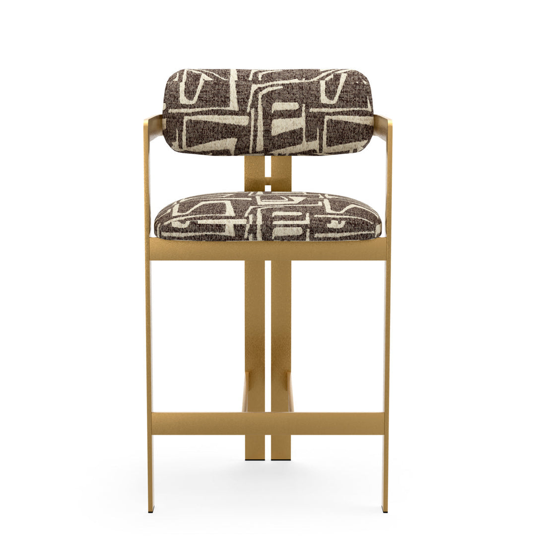 Counter Stool Donato Brushed Brass Finish Davenport Dark Brown Chairs Eichholtz