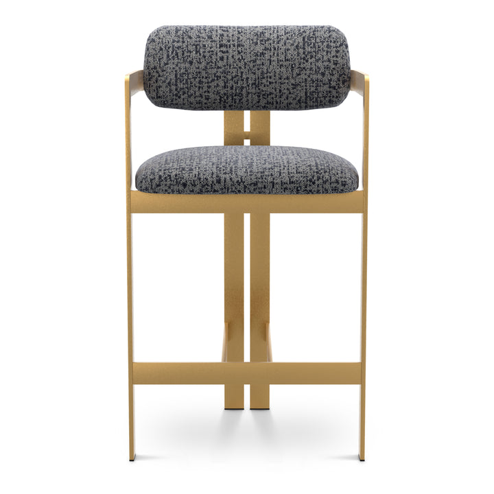 Counter Stool Donato Brushed Brass Finish Montclair Blue Eichholtz