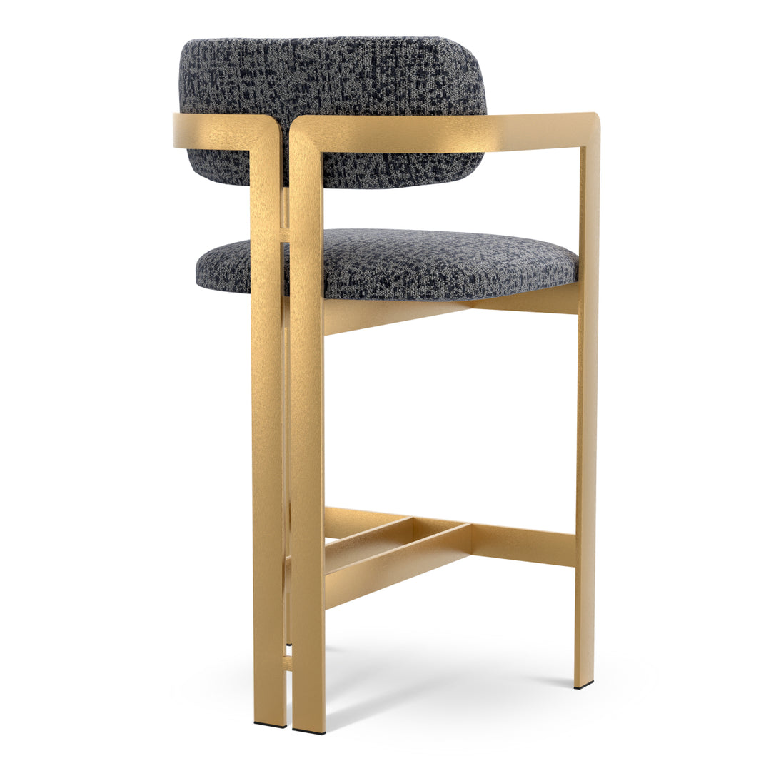 Counter Stool Donato Brushed Brass Finish Montclair Blue Eichholtz