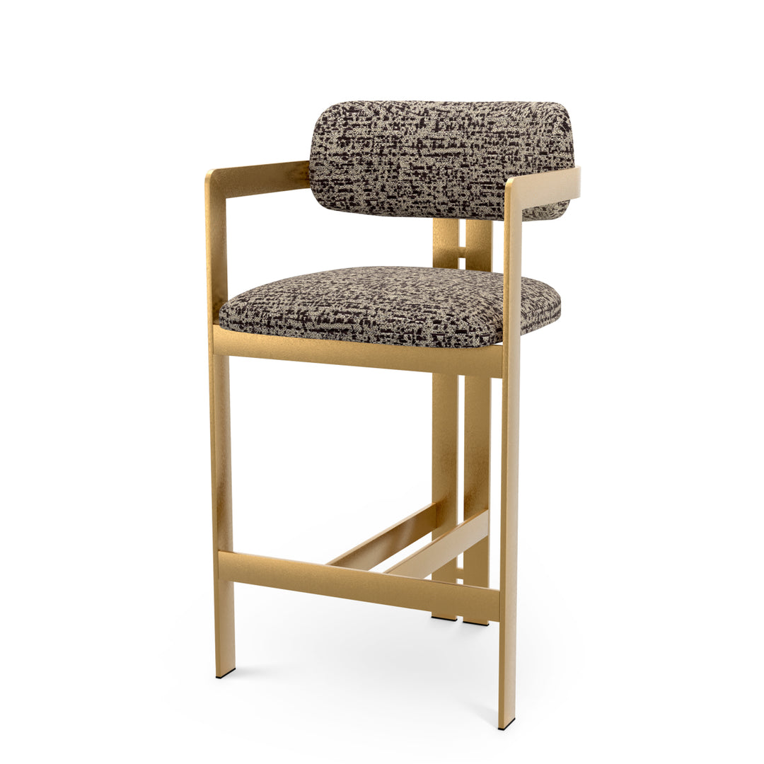 Counter Stool Donato Brushed Brass Finish Montclair Dark Brown Eichholtz