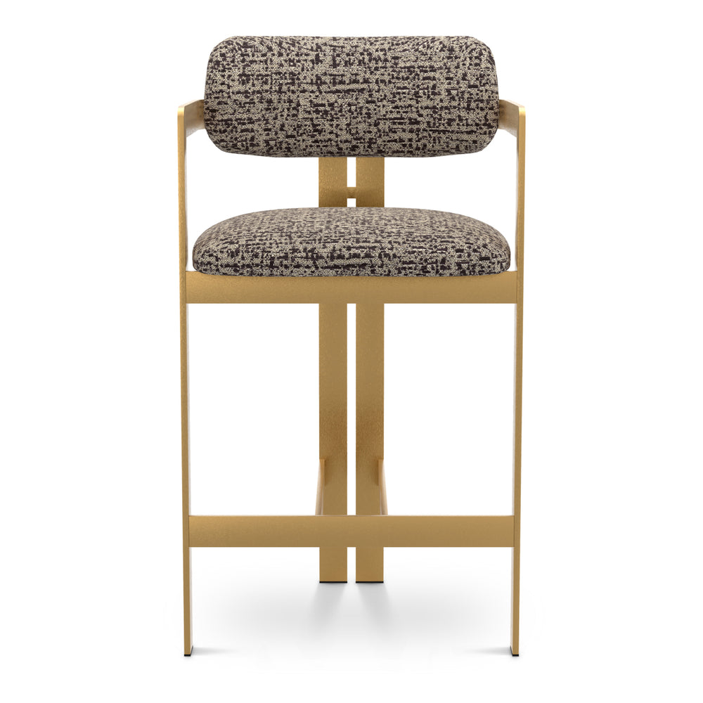 Counter Stool Donato Brushed Brass Finish Montclair Dark Brown Eichholtz
