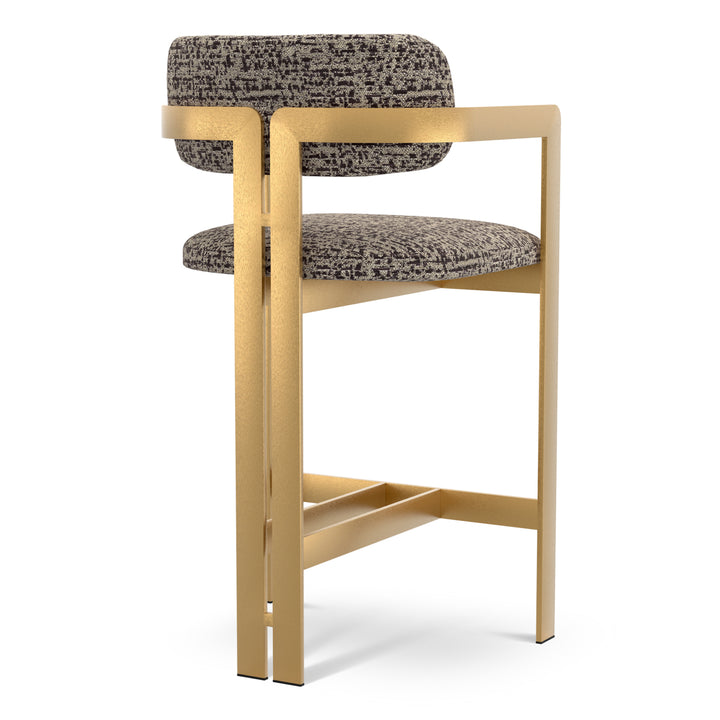Counter Stool Donato Brushed Brass Finish Montclair Dark Brown Eichholtz