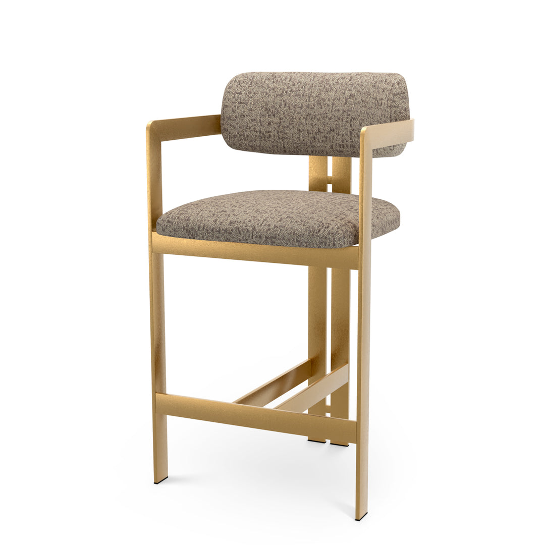 Counter Stool Donato Brushed Brass Finish Montclair Warm Grey Eichholtz