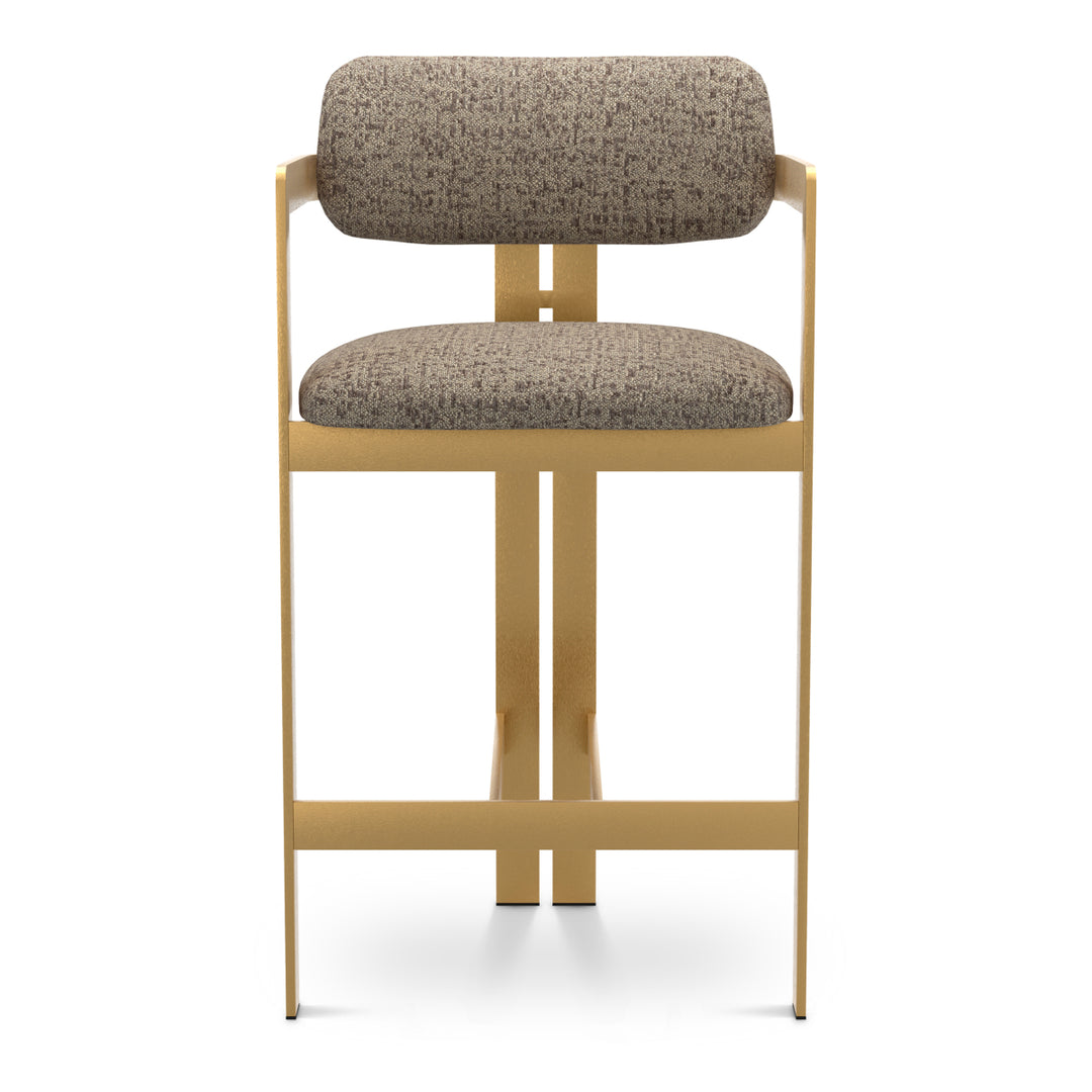 Counter Stool Donato Brushed Brass Finish Montclair Warm Grey Eichholtz