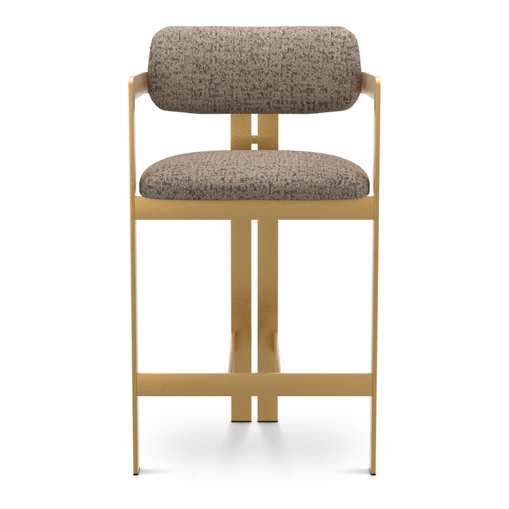 Counter Stool Donato Brushed Brass Finish Montclair Warm Grey Eichholtz