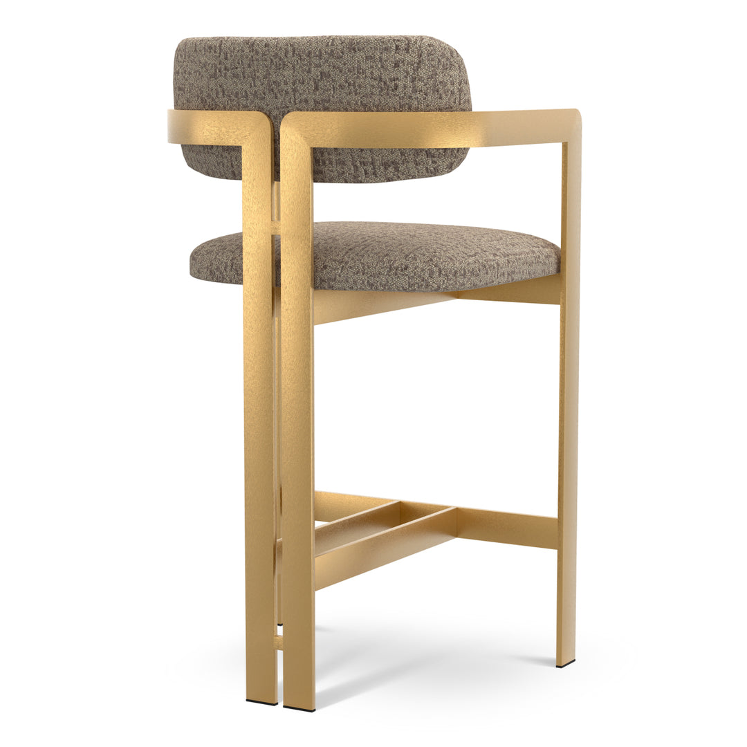Counter Stool Donato Brushed Brass Finish Montclair Warm Grey Eichholtz