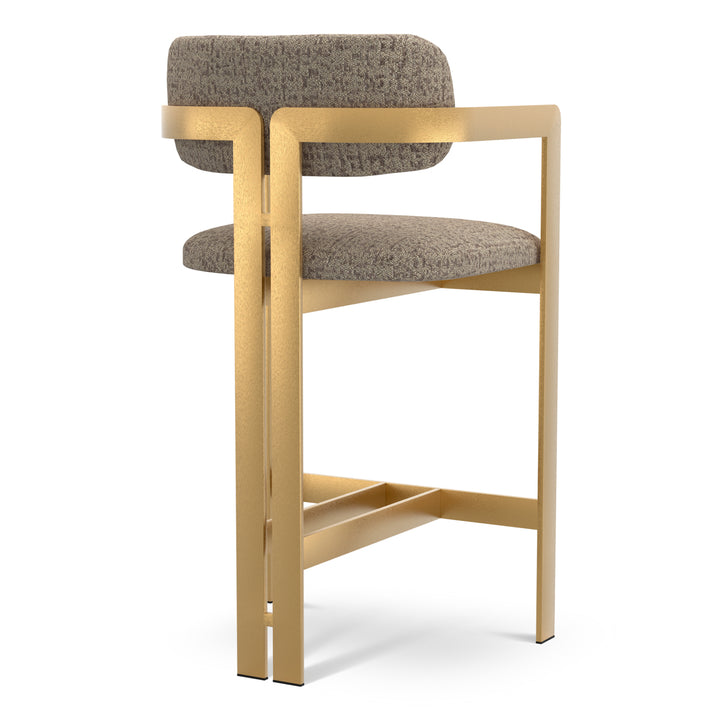 Counter Stool Donato Brushed Brass Finish Montclair Warm Grey Eichholtz