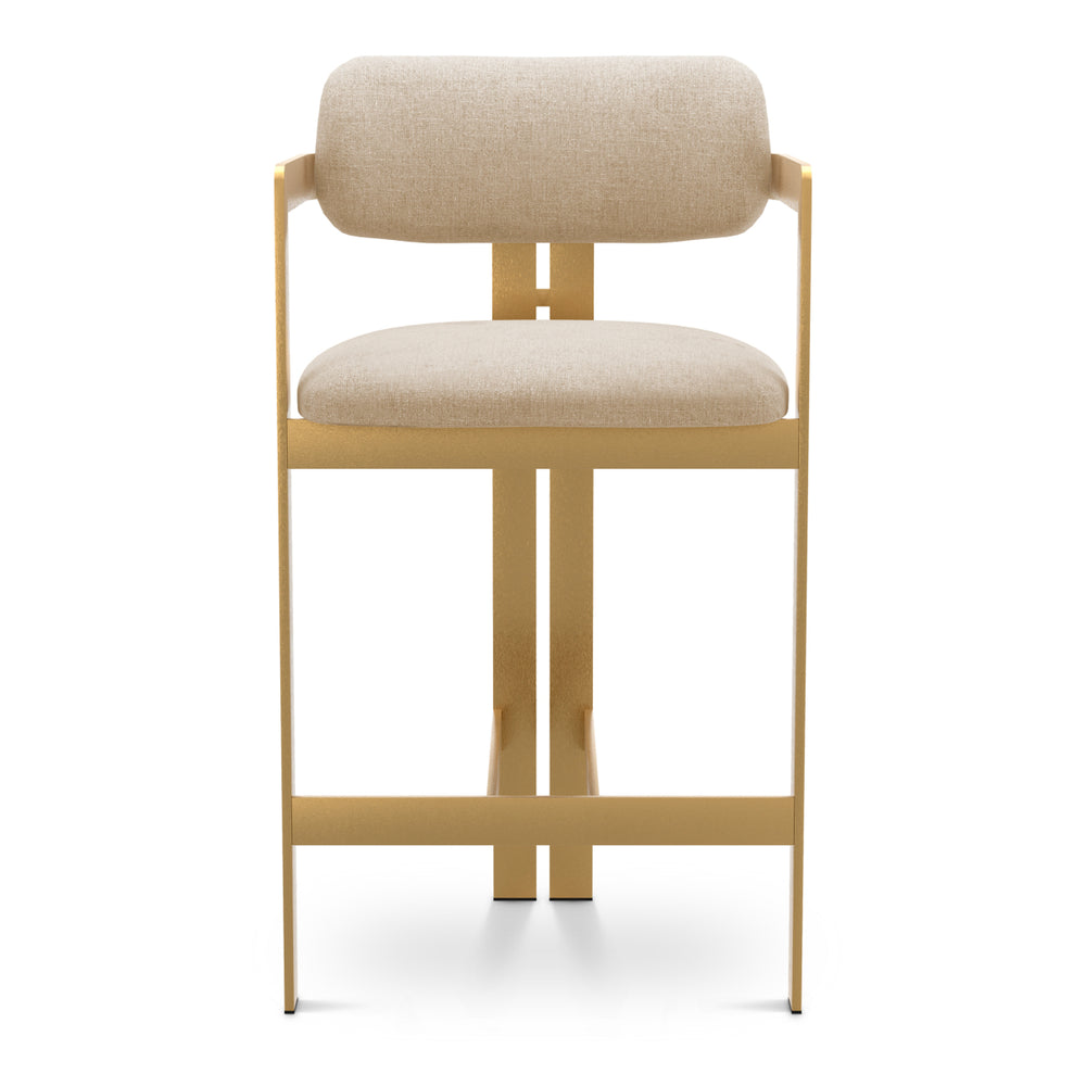 Counter Stool Donato Brushed Brass Finish Hastings Beige Eichholtz